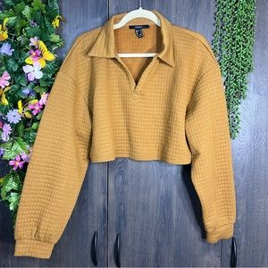 '🌼3/$30🌼Forever 21 Waffle Knit Cropped Quarter Zip Pullover Sweater Size Large